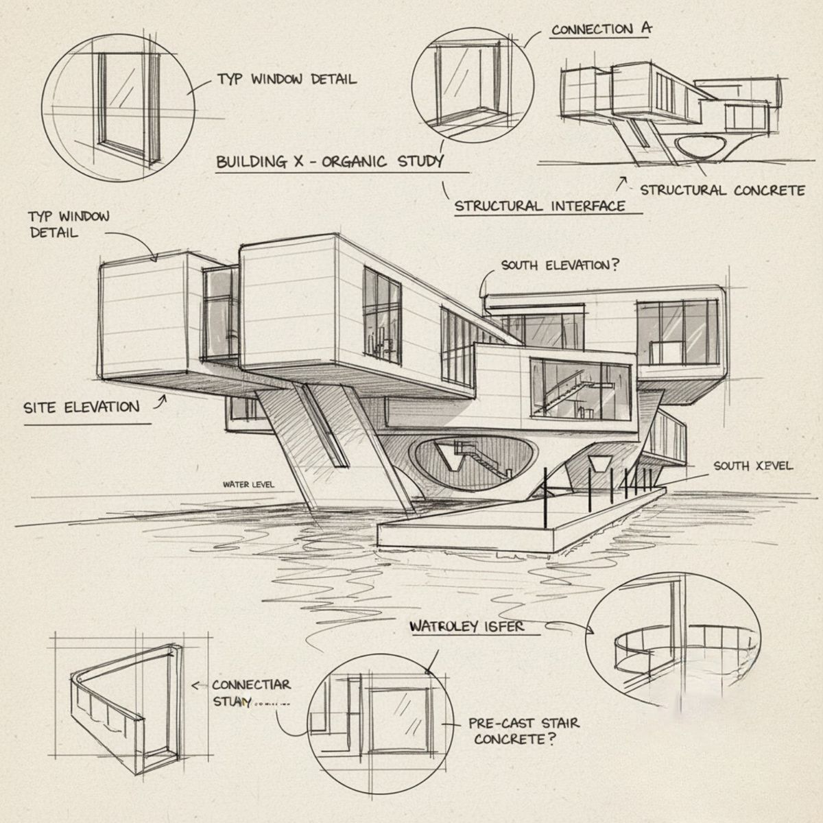 Cantilevered Concrete Waterfront House, image 1 of 1
