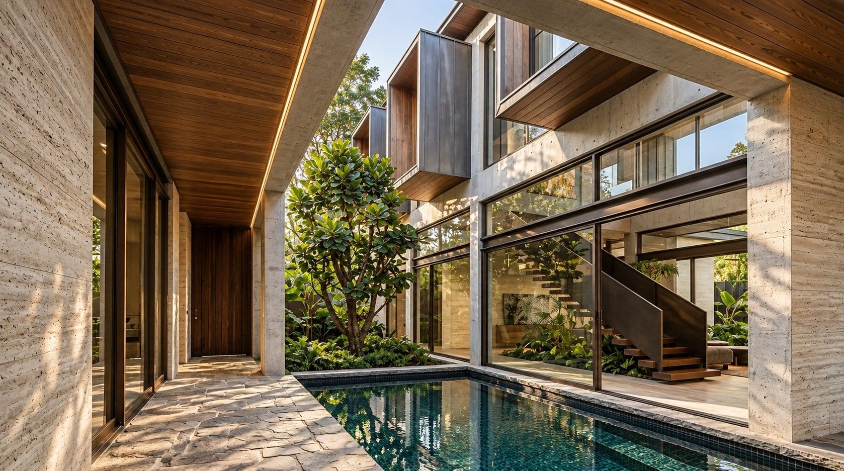 Concrete and Timber Tropical House, image 7 of 7